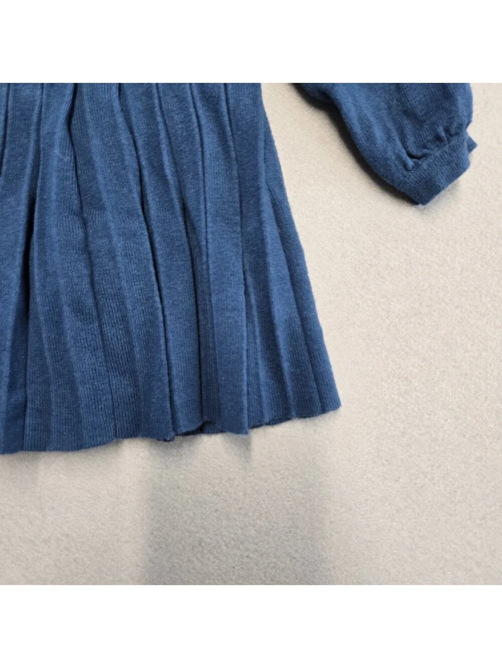 Cygnet Living Pleated Knit Dress Girls 12M Navy Cream Cotton Cashmere Blend NWOT